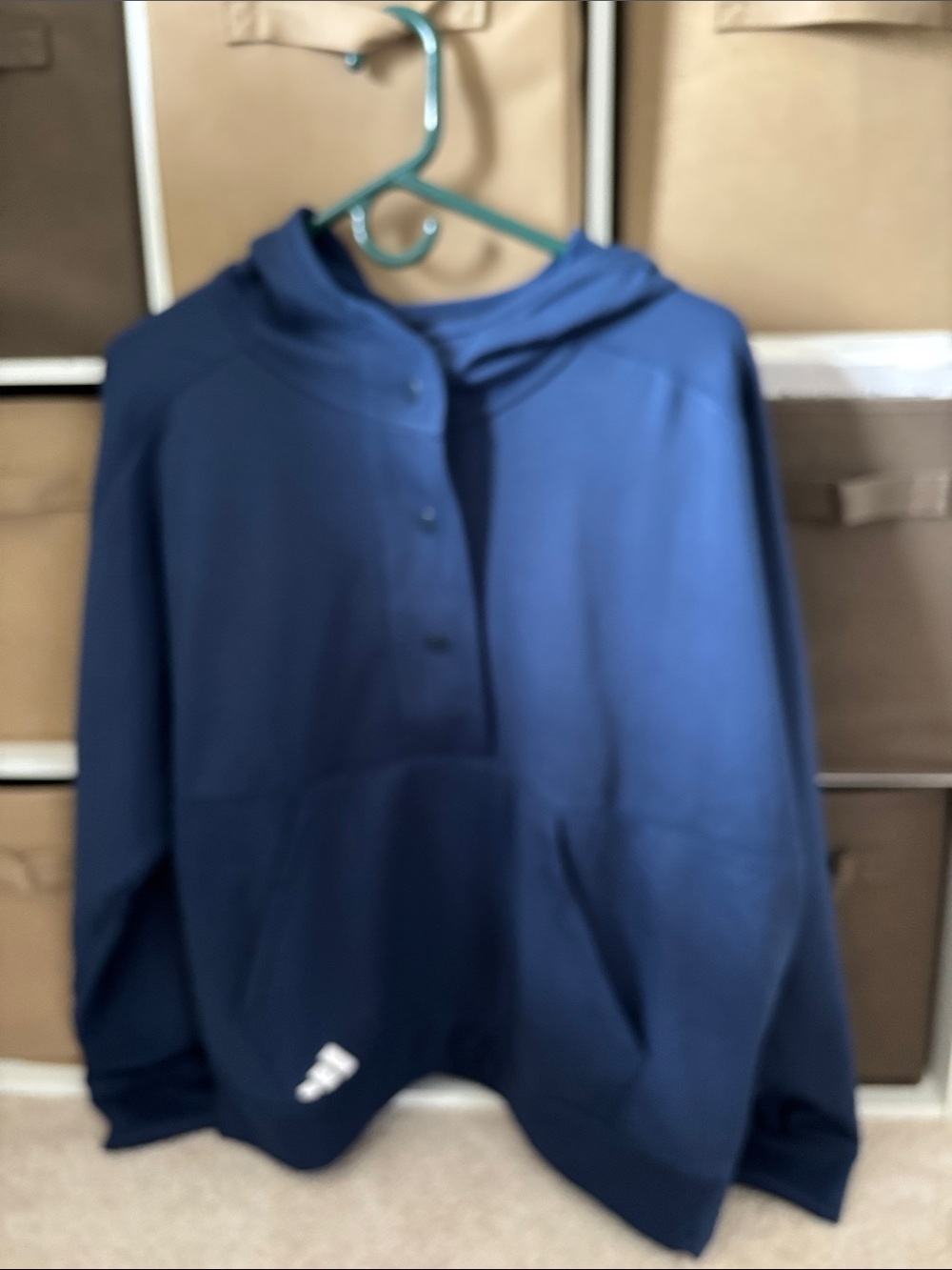 Women’s Hooded Button Pullover Sweater - navy blue size large